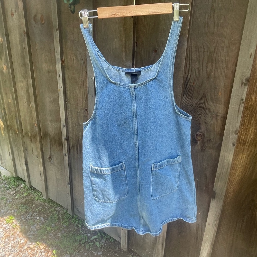 Monki Light Blue Denim jumper dress